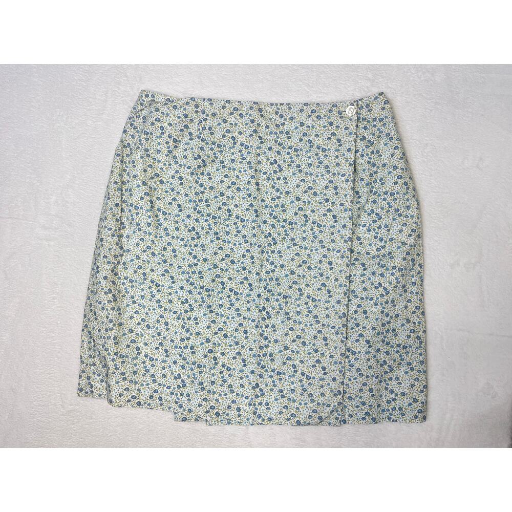 Charter Club Ditsy Floral Cotton Wrap Skirt 90s Spring Retro Cottage Twee sz 14